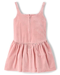 Robe en velours à nœud pailleté pour fille, coupe ajustée et évasée