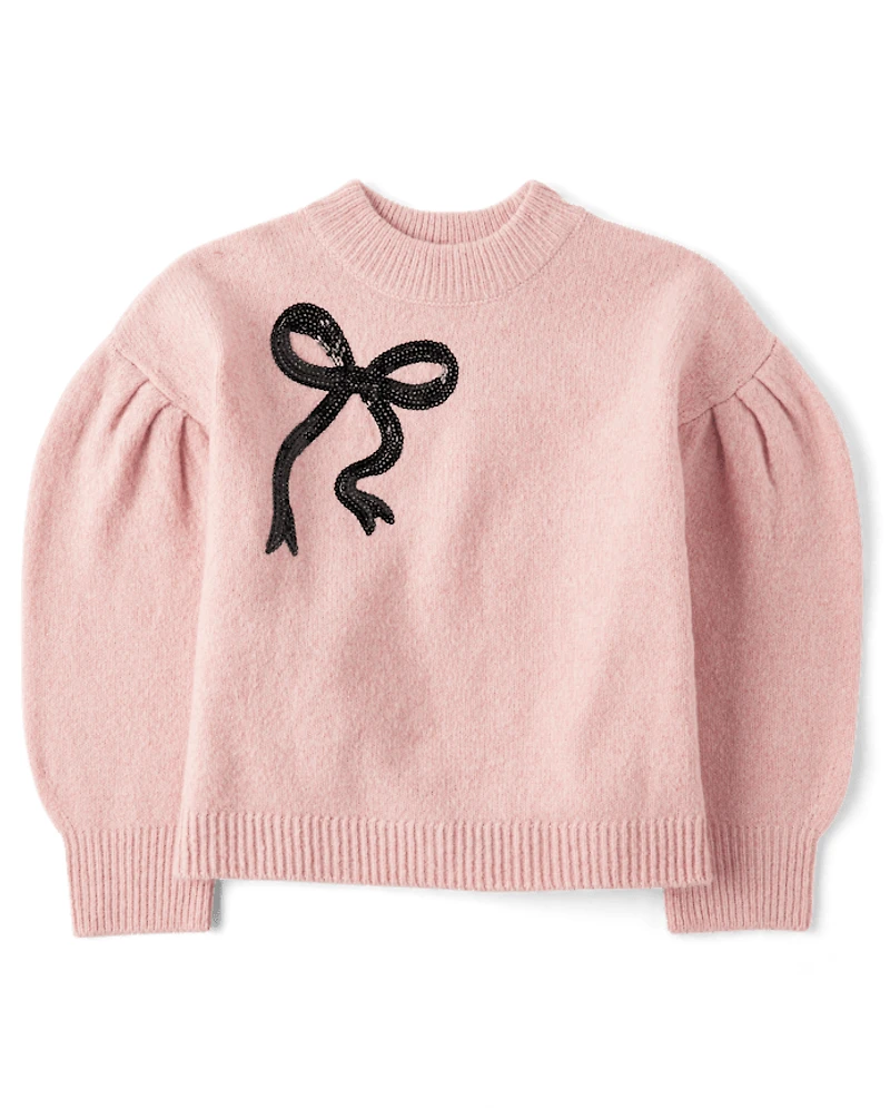 Girls Sequin Bow Sweater
