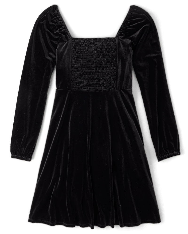 Womens Matching Family Velour Babydoll Dress