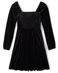 Womens Matching Family Velour Babydoll Dress
