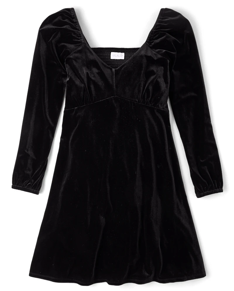 Womens Matching Family Velour Babydoll Dress