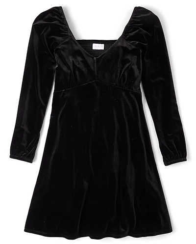 Womens Matching Family Velour Babydoll Dress