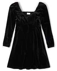 Womens Matching Family Velour Babydoll Dress