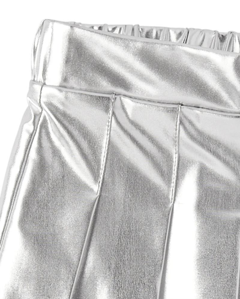 Girls Metallic Pleated Skirt