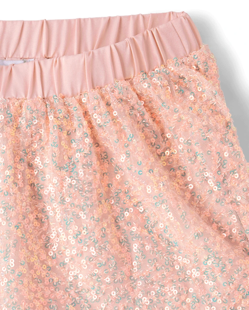 Girls Sequin Tiered Skirt