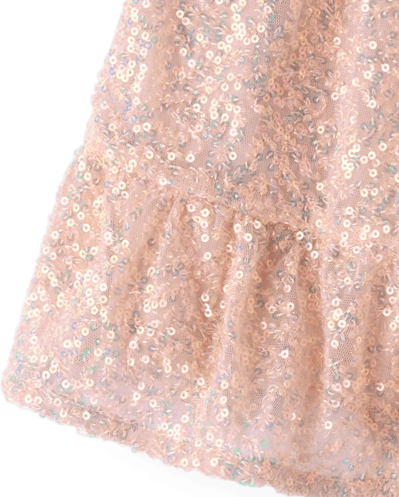 Girls Sequin Tiered Skirt