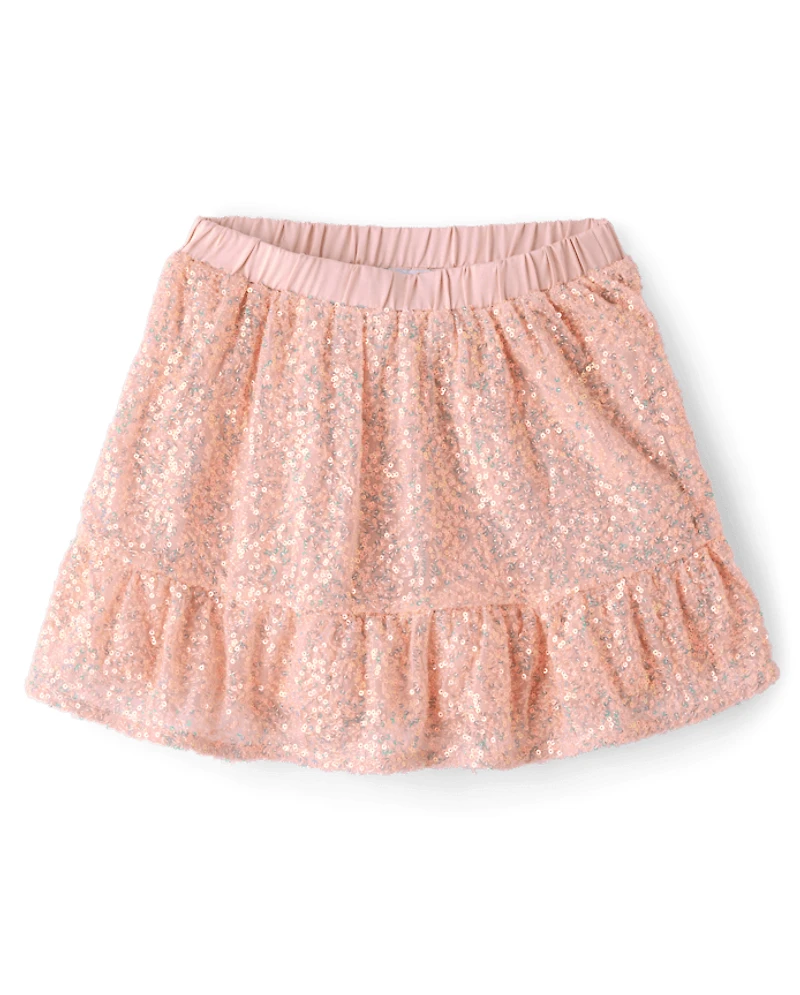 Girls Sequin Tiered Skirt