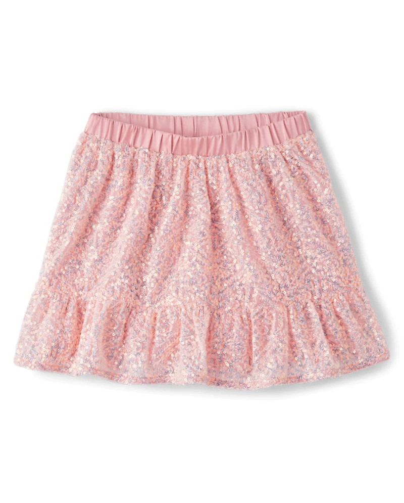 Girls Sequin Tiered Skirt