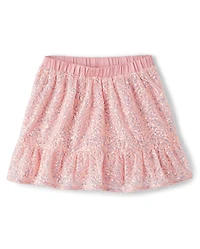 Girls Sequin Tiered Skirt