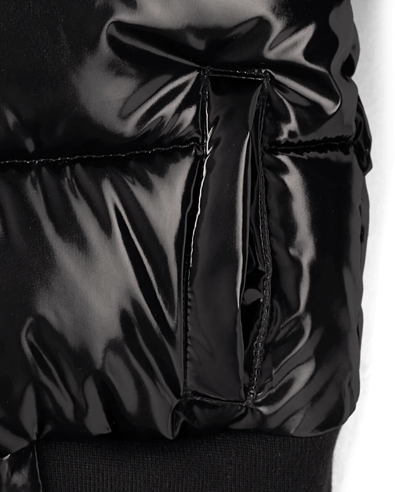 Doudoune bomber mi-lourde brillante pour filles