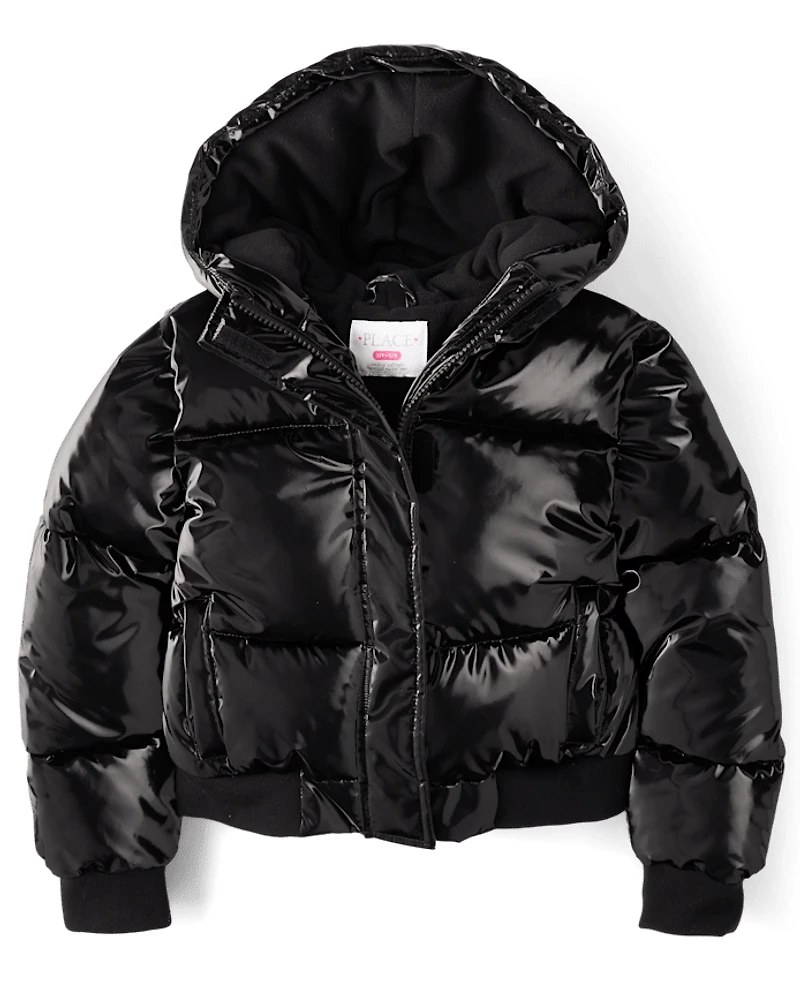 Doudoune bomber mi-lourde brillante pour filles