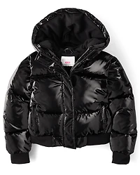 Doudoune bomber mi-lourde brillante pour filles