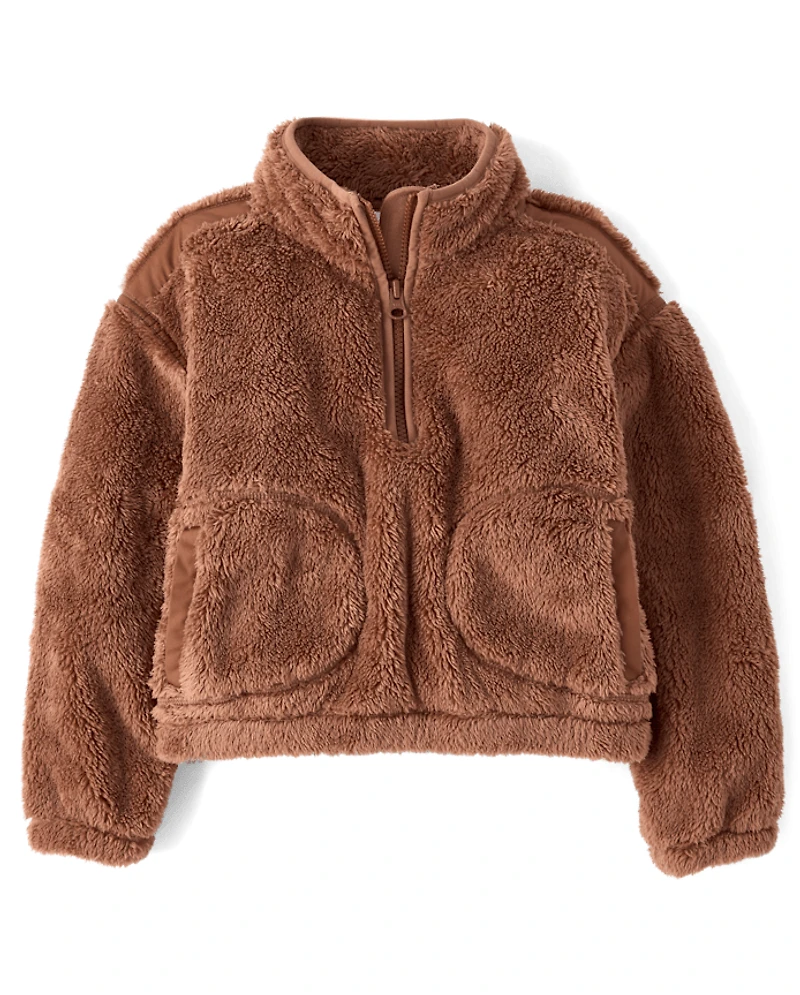 Girls Sherpa Half Zip Pullover