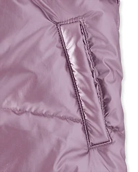 Doudoune nacrée mi-lourde doublée en microfibre polaire pour filles