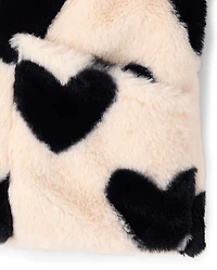 Girls Heart Faux Fur Coat
