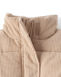 Doudoune mi-saison en velours côtelé doublée micropolaire pour filles