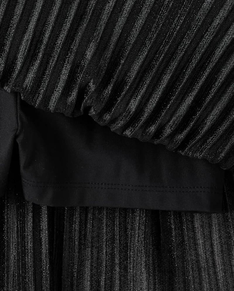 Girls Shimmer Pleated Mesh Skort