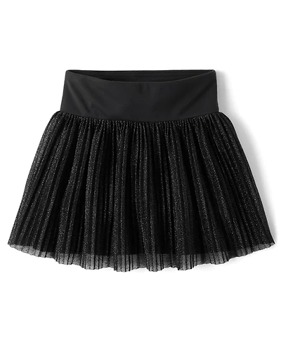 Jupe-short plissée en maille scintillante pour fille