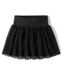 Girls Shimmer Pleated Mesh Skort