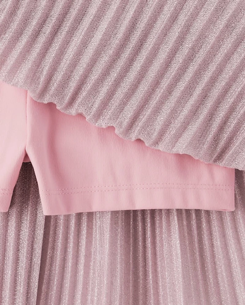 Girls Shimmer Pleated Mesh Skort