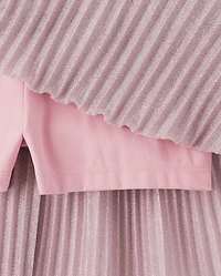 Girls Shimmer Pleated Mesh Skort