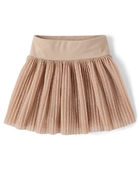 Girls Shimmer Pleated Mesh Skort