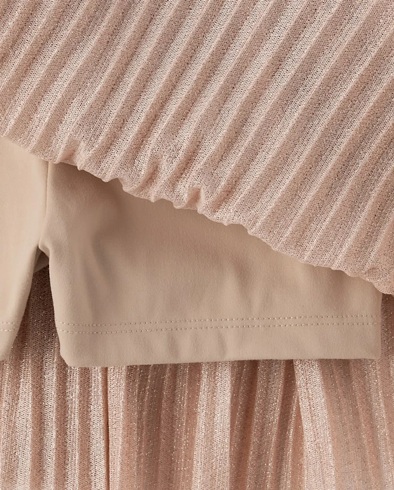 Girls Shimmer Pleated Mesh Skort