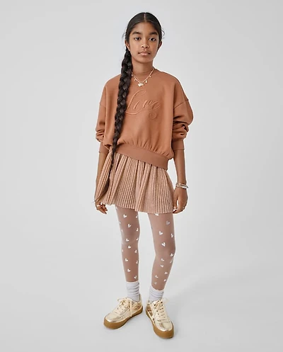 Girls Shimmer Pleated Mesh Skort