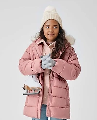 Girls Heavyweight Faux Fur Lined Mid Length Puffer Jacket