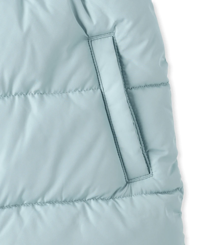 Doudoune mi-longue épaisse doublée de fausse fourrure pour filles