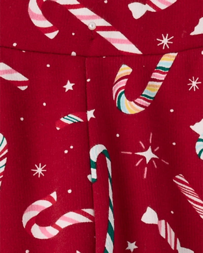 Girls Candy Cane Winter Warm Leggings