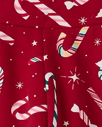 Girls Candy Cane Winter Warm Leggings