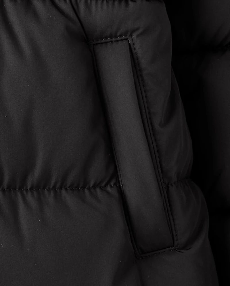 Doudoune longue épaisse doublée de fausse fourrure pour filles