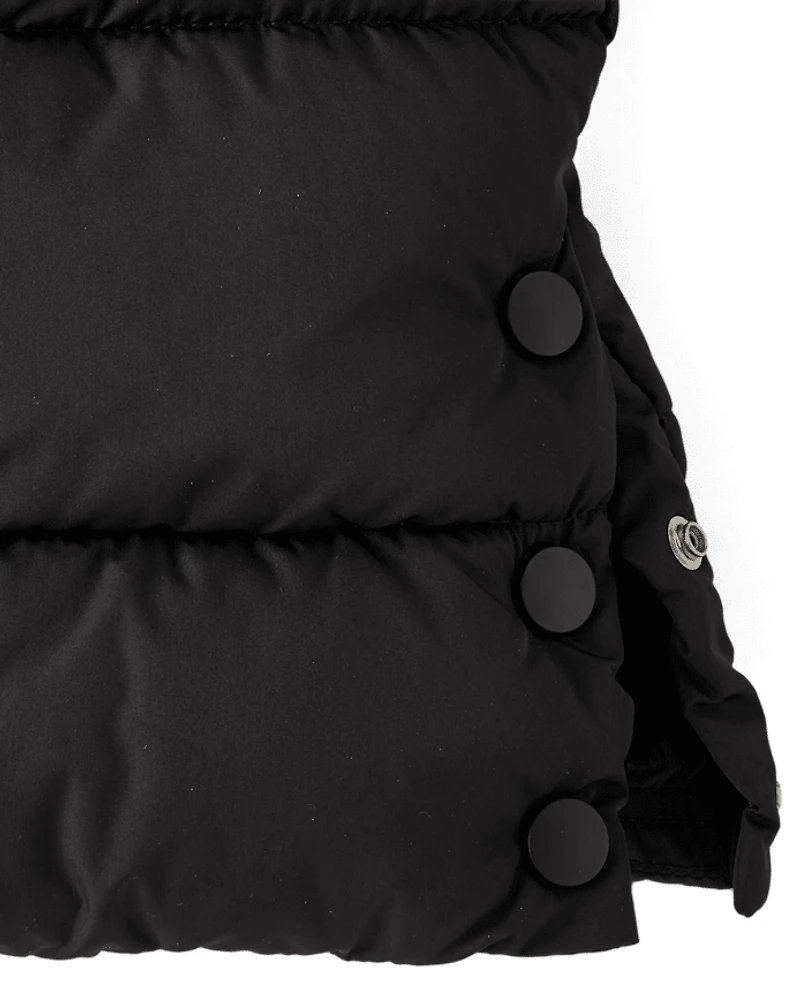 Doudoune longue épaisse doublée de fausse fourrure pour filles