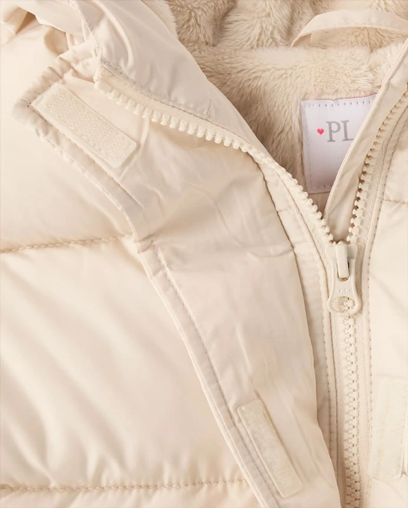 Girls Heavyweight Faux Fur Lined Long Puffer Jacket