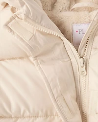 Girls Heavyweight Faux Fur Lined Long Puffer Jacket