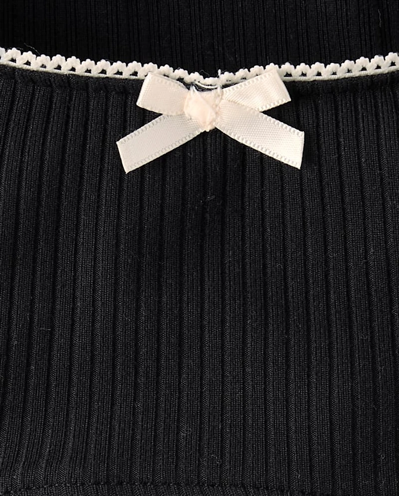 Girls Ribbed Lettuce Top