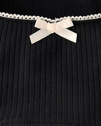 Girls Ribbed Lettuce Top