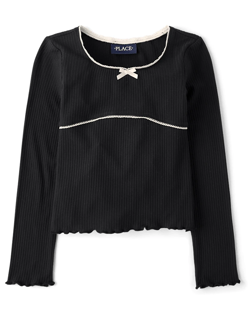 Girls Ribbed Lettuce Top