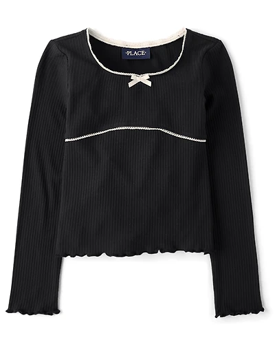 Haut côtelé en laitue pour fille