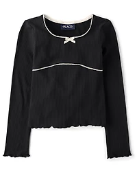 Girls Ribbed Lettuce Top