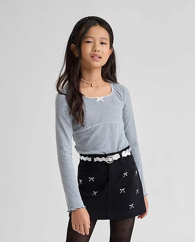 Girls Ribbed Lettuce Top