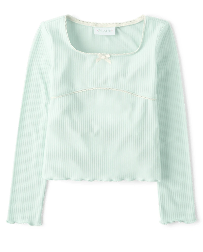 Girls Ribbed Lettuce Top