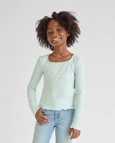 Girls Ribbed Lettuce Top