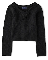 Girls Pointelle Bow Sweater