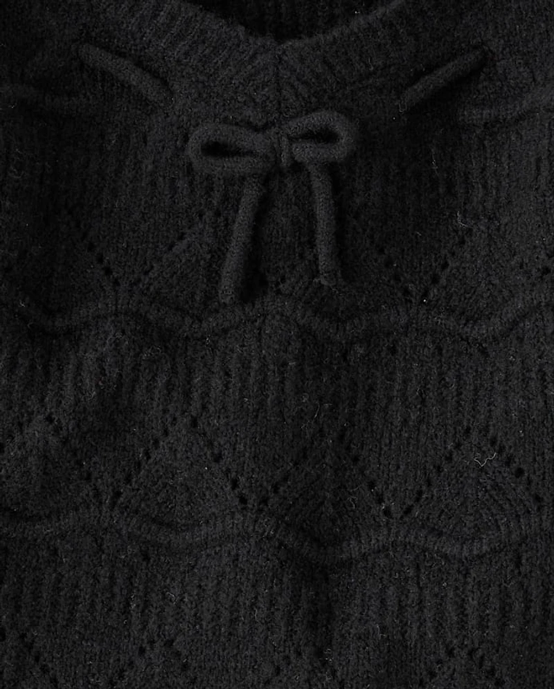 Girls Pointelle Bow Sweater