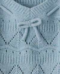 Girls Pointelle Bow Sweater