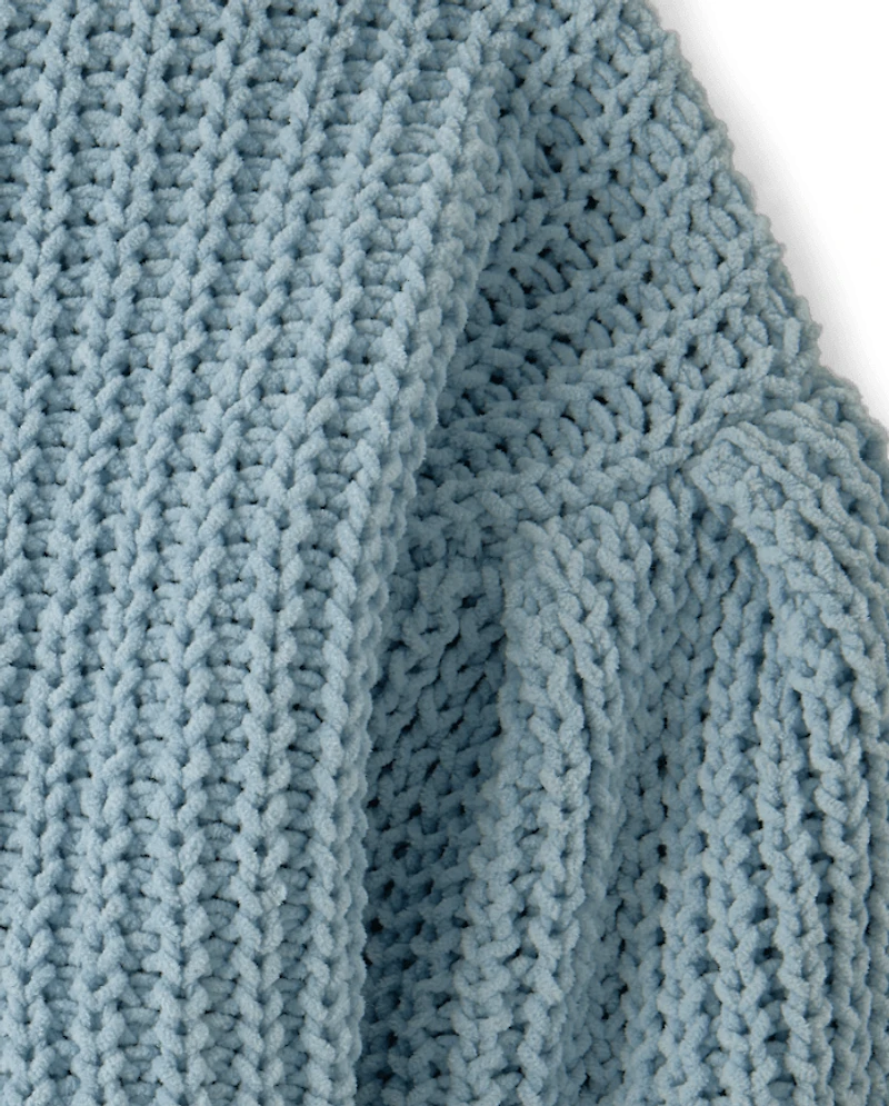 Pull chenille à point shaker pour fille