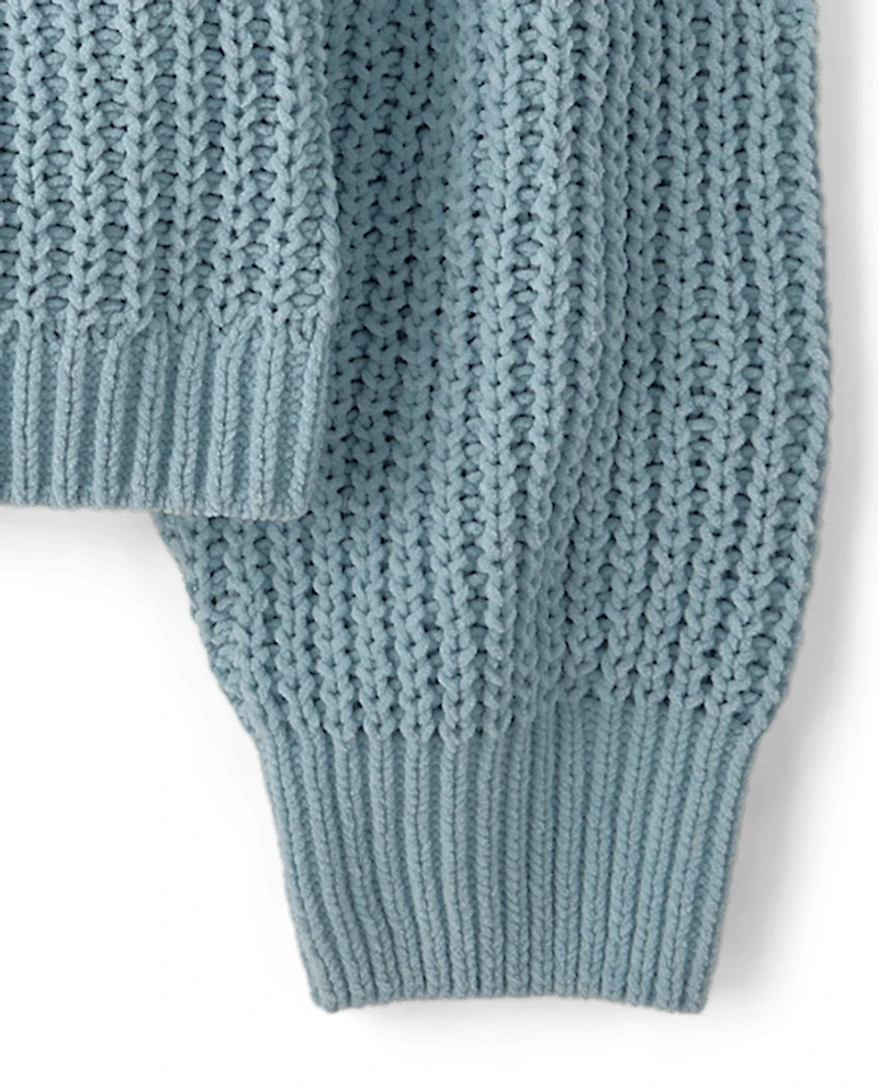 Girls Shaker Stitch Chenille Sweater