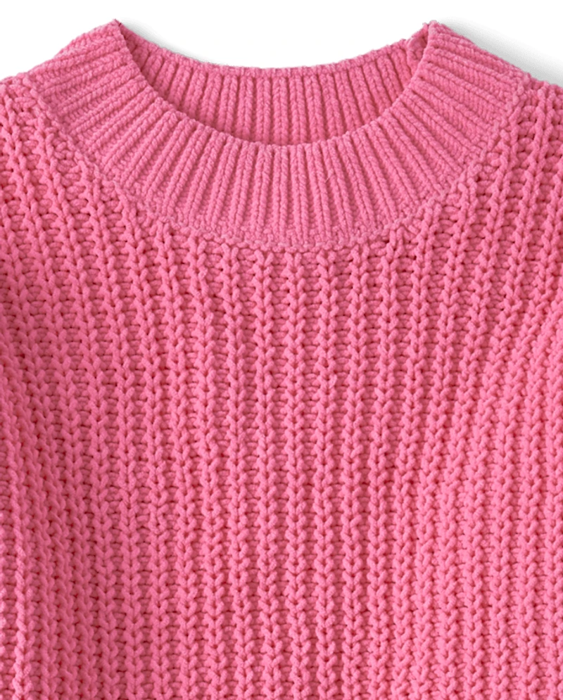 Pull chenille à point shaker pour fille